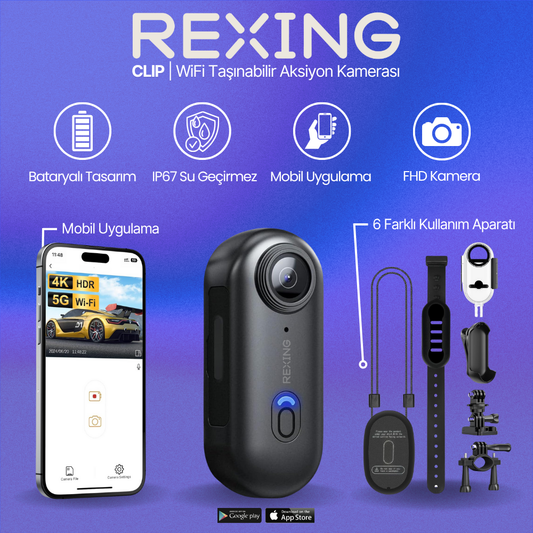 Rexing Clip | WiFi Taşınabilir Aksiyon Kamerası