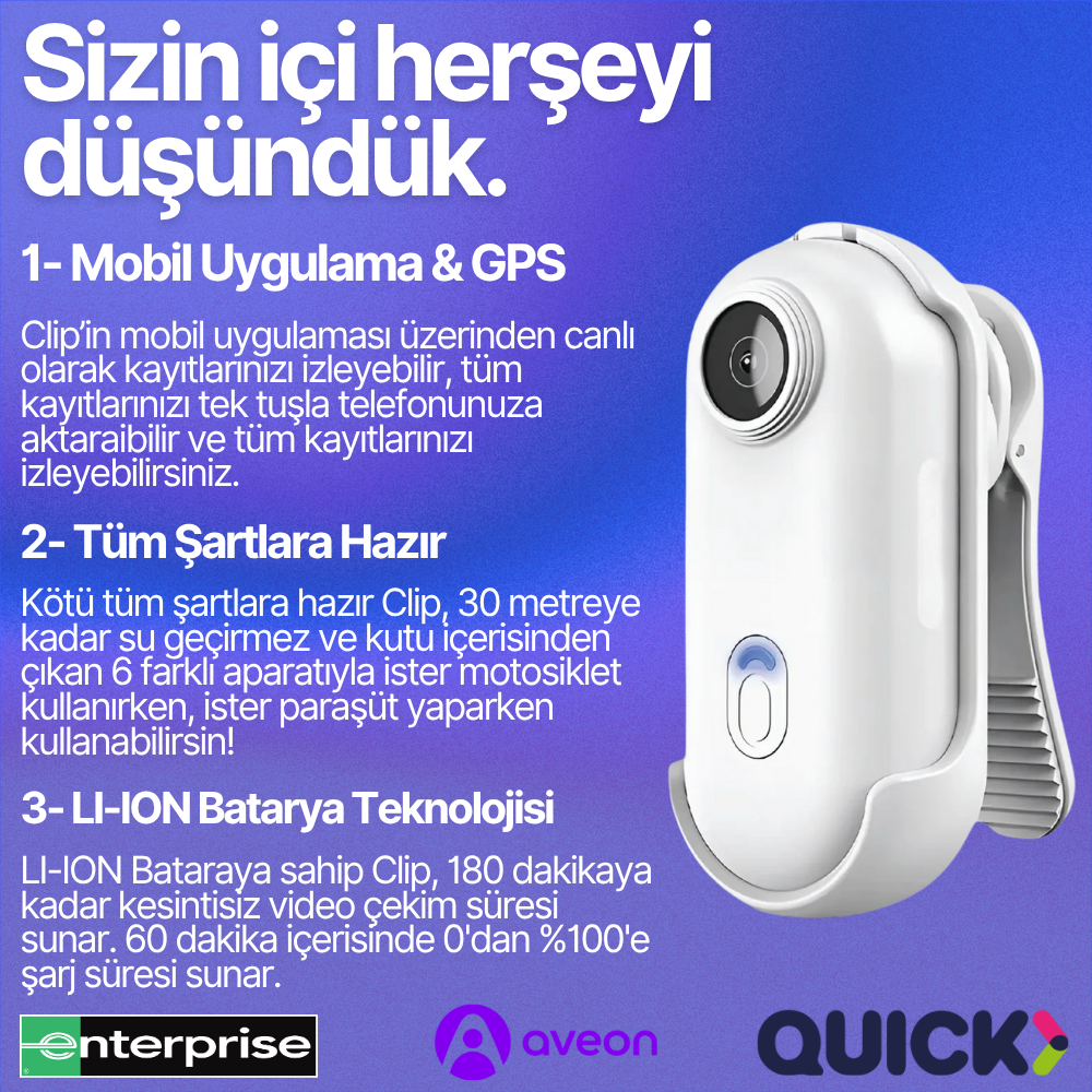 Rexing Clip | WiFi Taşınabilir Aksiyon Kamerası