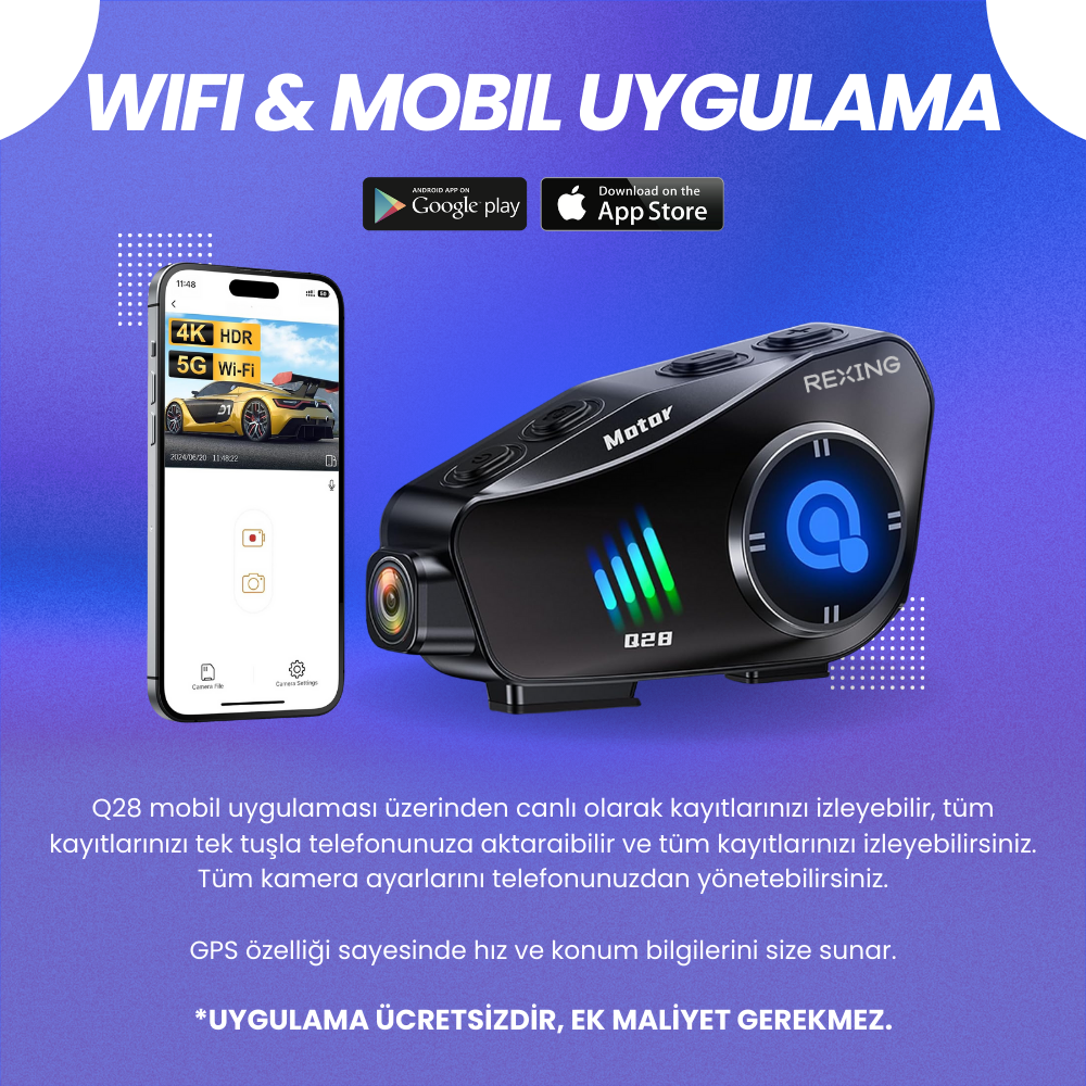 Rexing Q28 | Telefon Kontrollü Bluetooth Akıllı Kask İnterkom