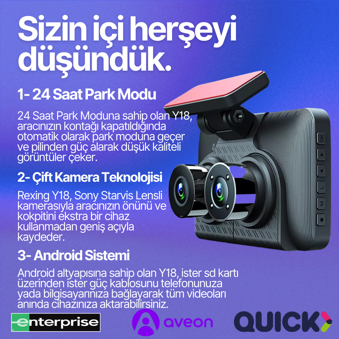 Rexing Y18 | Park Moduna Sahip Araç İçi Kamera