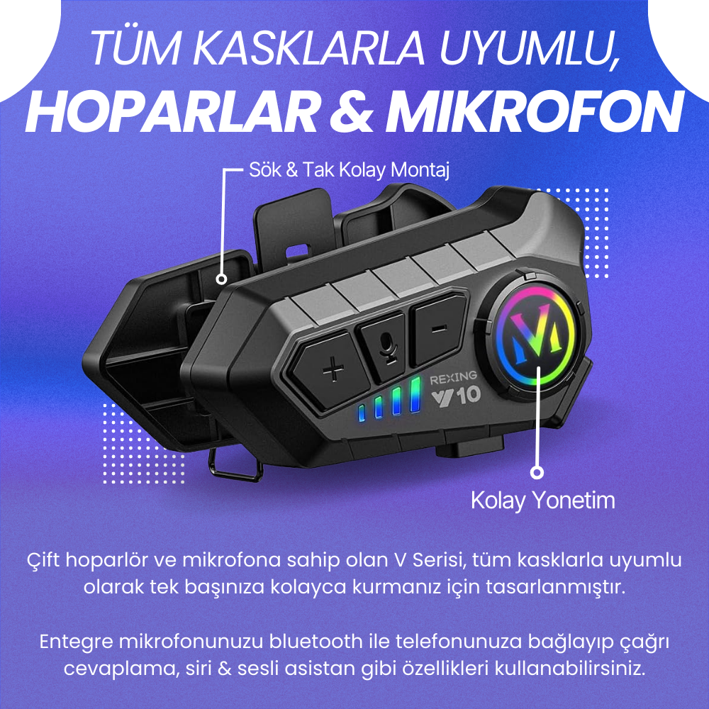 Rexing V10 | Bluetooth Universal Kask İnterkom