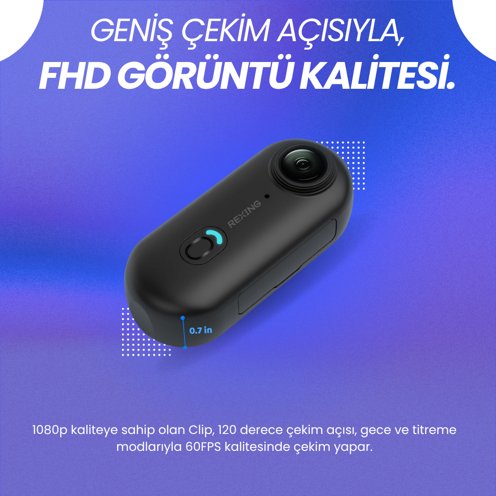 Rexing Clip | WiFi Taşınabilir Aksiyon Kamerası