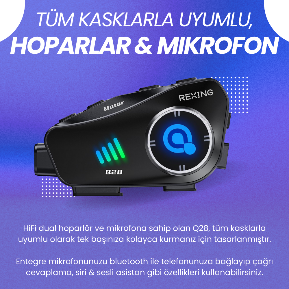 Rexing Q28 | Telefon Kontrollü Bluetooth Akıllı Kask İnterkom